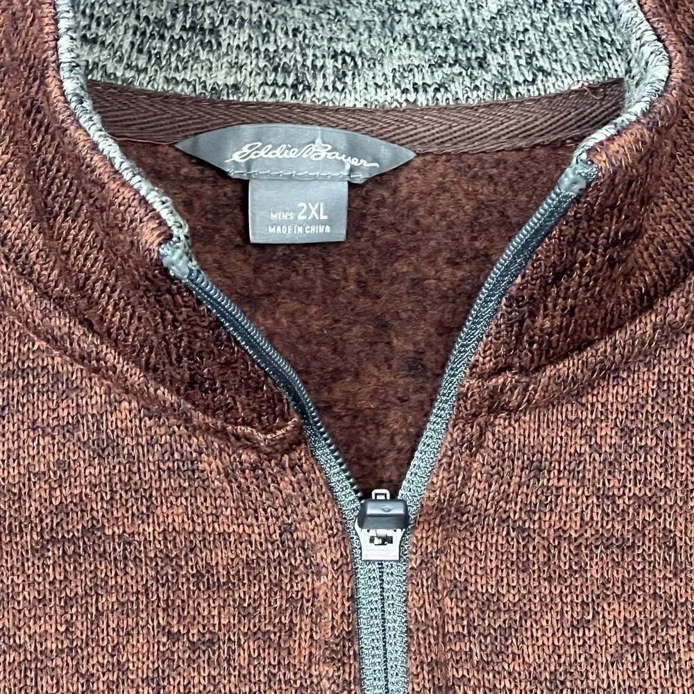 Eddie Bauer Sweater Mens 2XL Long Sleeve 1/4 Zip Pullover Deep Burgundy Outdoors